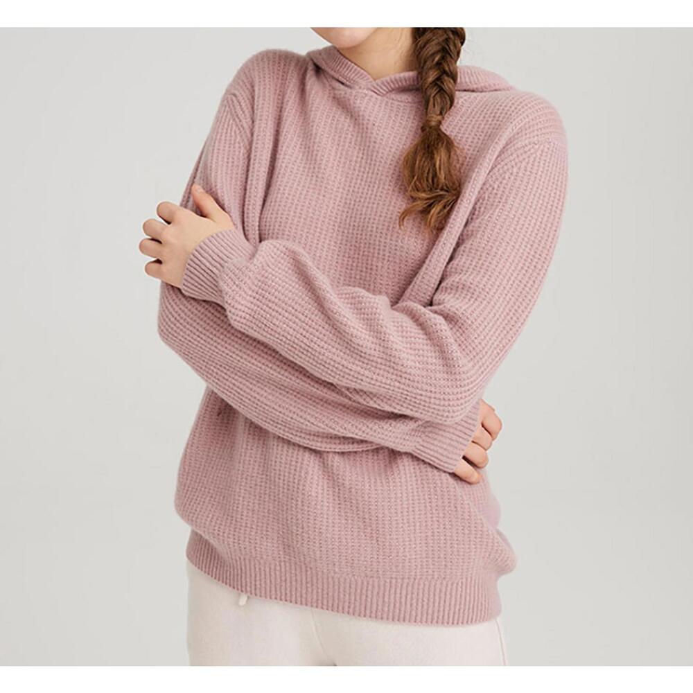 NAP Lounge wear pink mauve cashmere hooded sweater sz L